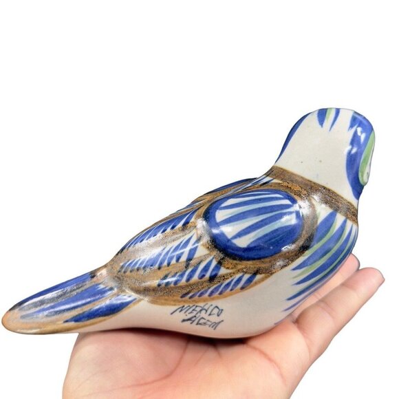 Hand Made Mexican Pottery Large Bird Figurine Artist Signed Folk Art Tonala VTG - Picture 11 of 15